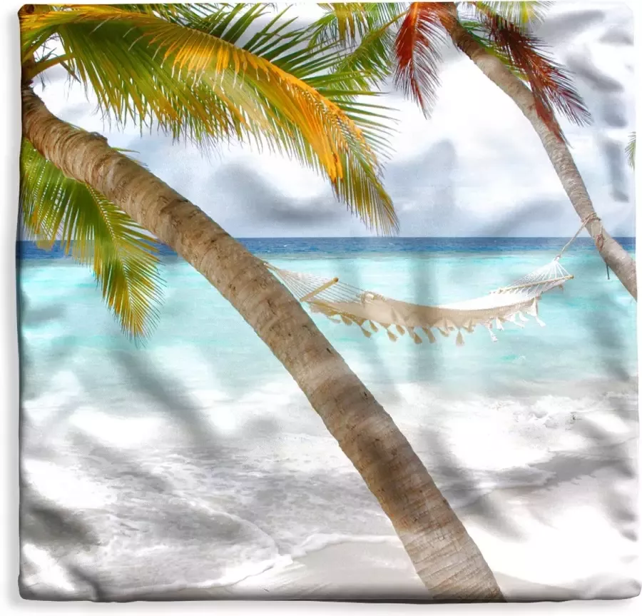 PillowMonkey Kussenhoes 40x40 cm Zee Palmboom Hangmat Katoen Polyester Voor Binnen