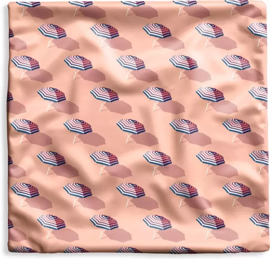 PillowMonkey Kussenhoes 40x40 cm Zomer Parasol Roze Katoen Polyester Voor Binnen