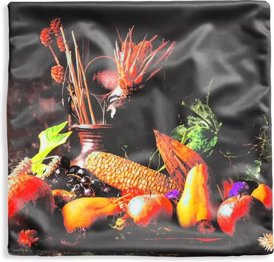 PillowMonkey Kussenhoes 45x45 cm Groente Fruit Rustiek Tafel Katoen Polyester Voor Binnen