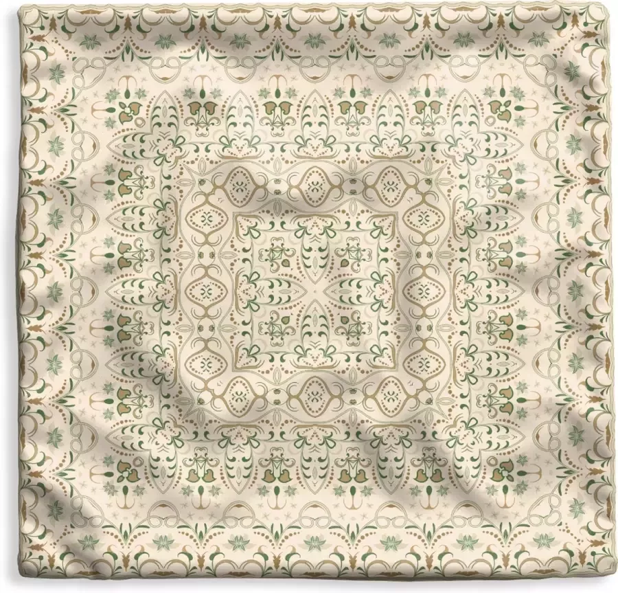 PillowMonkey Kussenhoes 45x45 cm Perzisch Tapijt Vloerkleed Patronen Groen Katoen Polyester Voor Binnen