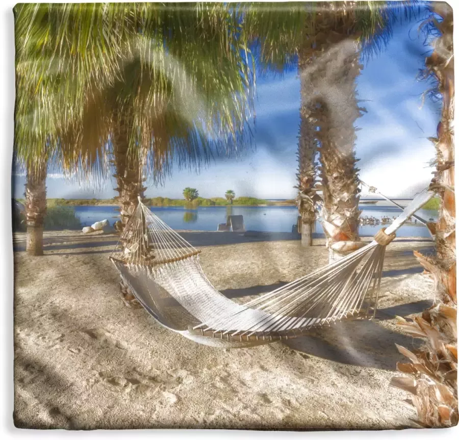 PillowMonkey Kussenhoes 45x45 cm Strand Hangmat Relax Katoen Polyester Voor Binnen