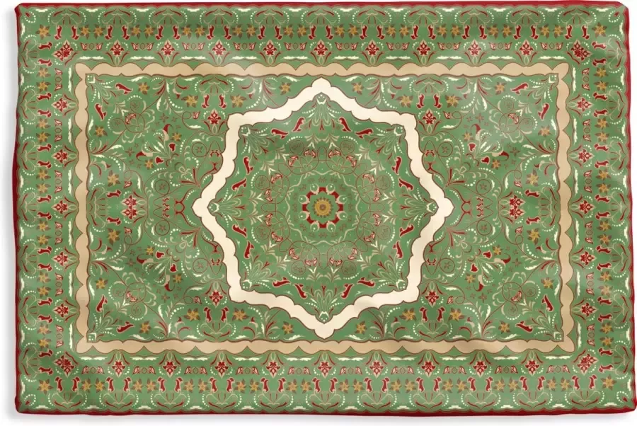 PillowMonkey Kussenhoes 50x30 cm Perzisch Tapijt Vloerkleed Mandala Groen Katoen Polyester Voor Binnen