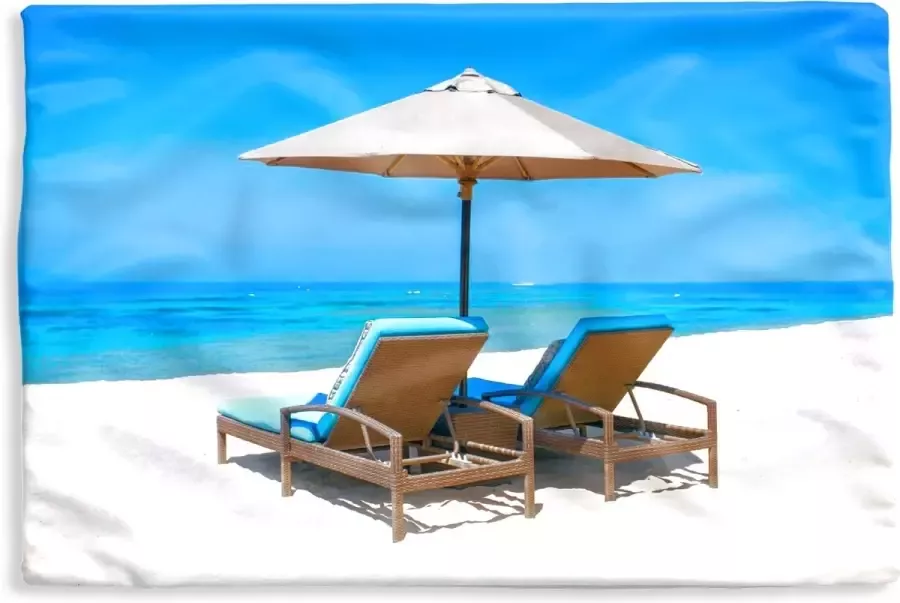PillowMonkey Kussenhoes 50x30 cm Strandstoel Parasol Zomer Zee Katoen Polyester Voor Binnen
