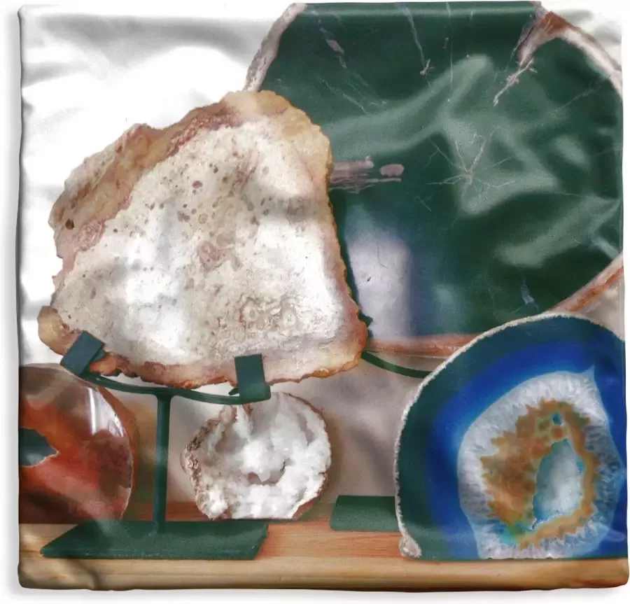 PillowMonkey Kussenhoes 50x50 cm Agaat collectie op een bureau Katoen Polyester Voor Binnen