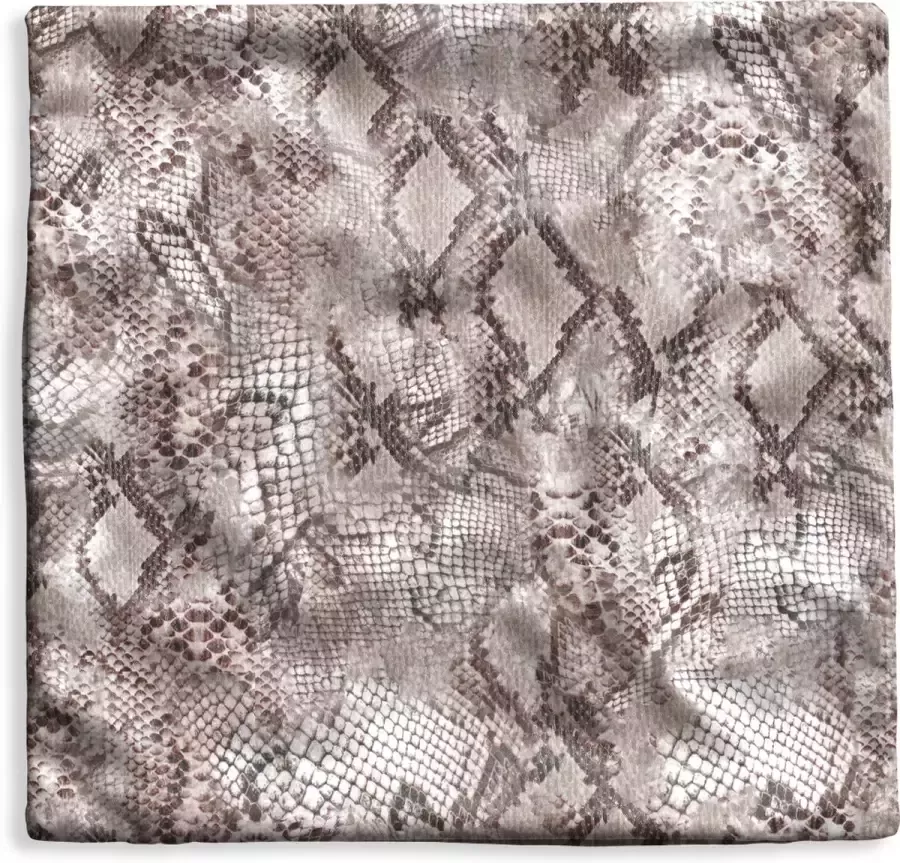 PillowMonkey Kussenhoes 50x50 cm Dierenhuid Slang Schubben Grijs Katoen Polyester Voor Binnen