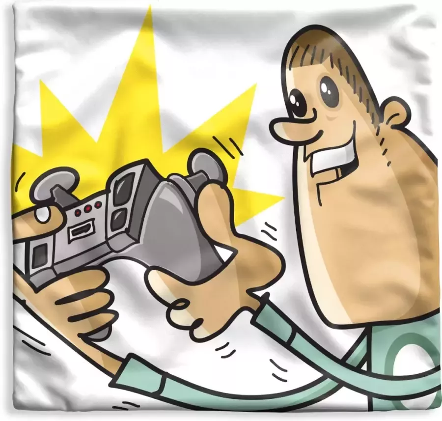 PillowMonkey Kussenhoes 50x50 cm Gamer Controller Stoel tekening Katoen Polyester Voor Binnen