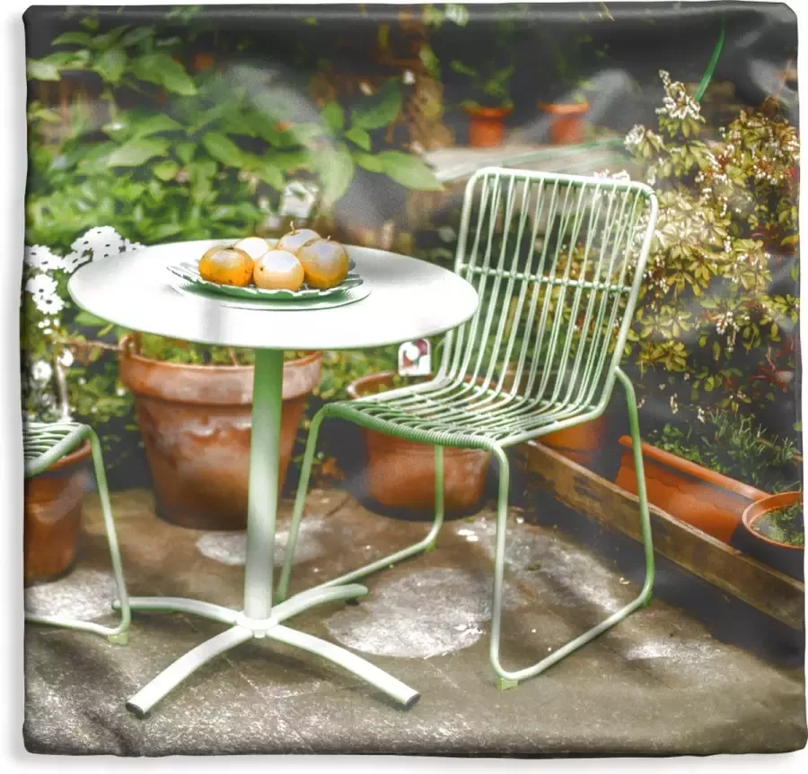 PillowMonkey Kussenhoes 50x50 cm Groene tuinmeubels in een tuin Katoen Polyester Voor Binnen