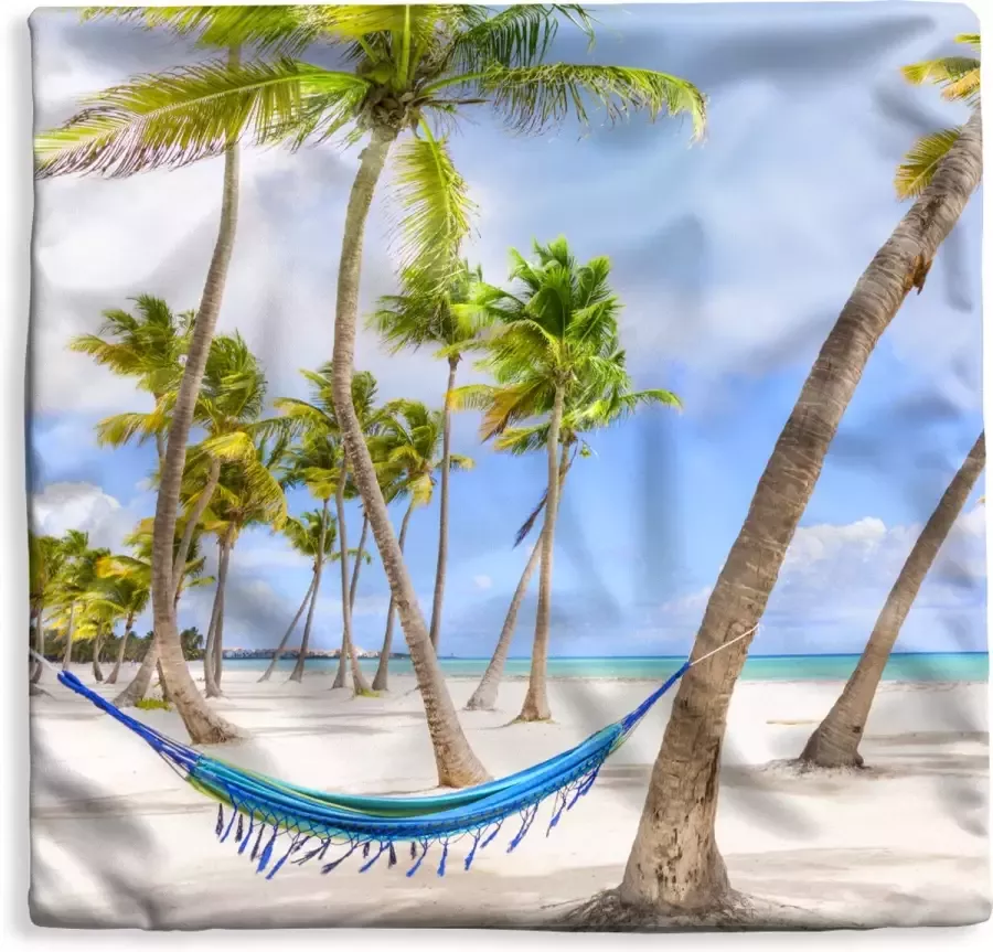PillowMonkey Kussenhoes 50x50 cm Hangmat Strand Palmbomen Katoen Polyester Voor Binnen