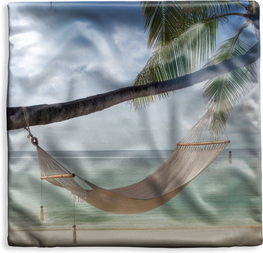 PillowMonkey Kussenhoes 50x50 cm Palmboom Hangmat Strand Katoen Polyester Voor Binnen