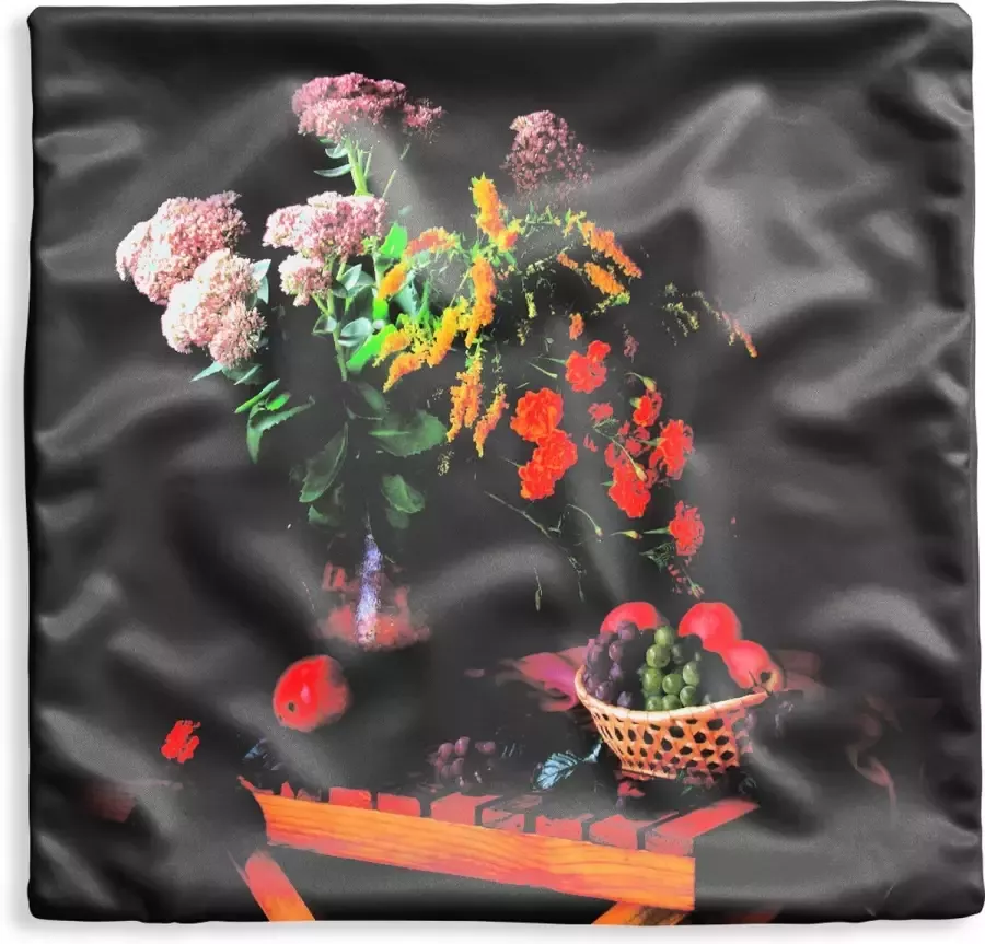 PillowMonkey Kussenhoes 50x50 cm Schilderij Stilleven Fruit Bloemen Tafel Kunst Katoen Polyester Voor Binnen