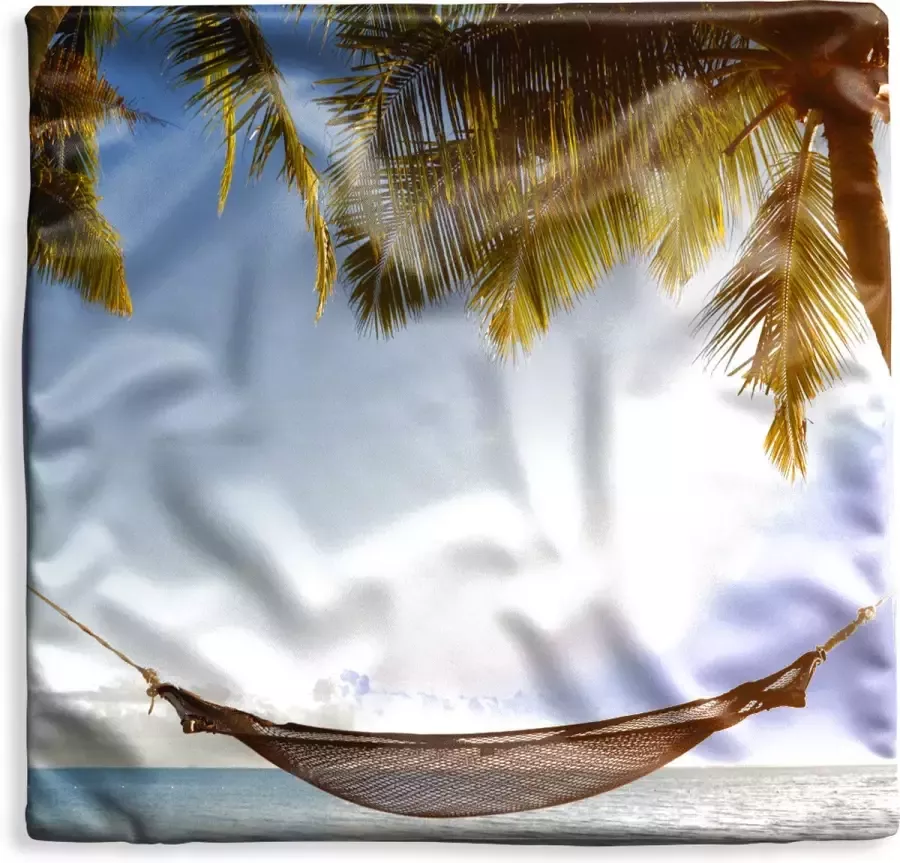 PillowMonkey Kussenhoes 50x50 cm Strand Hangmat Palmbomen Katoen Polyester Voor Binnen