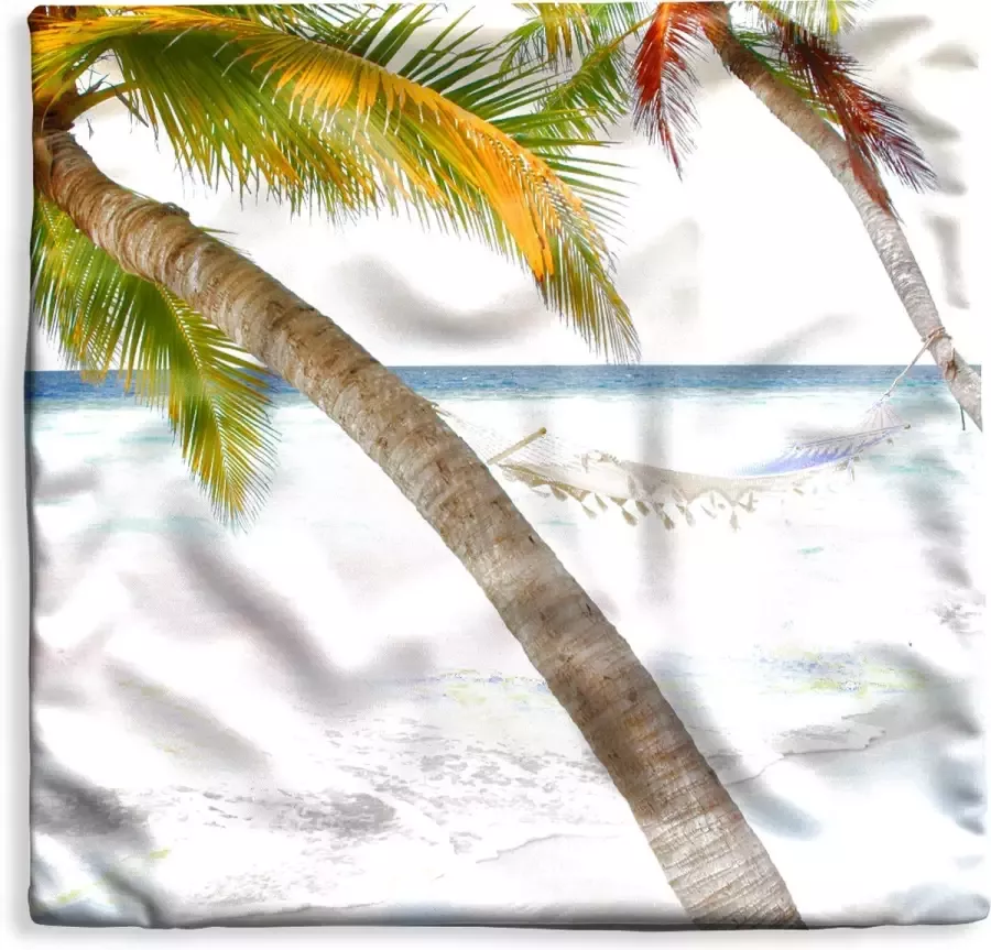 PillowMonkey Kussenhoes 50x50 cm Zomer Palmboom Hangmat Katoen Polyester Voor Binnen