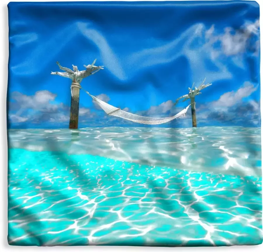 PillowMonkey Kussenhoes 50x50 cm Zomer Zee Hangmat Katoen Polyester Voor Binnen