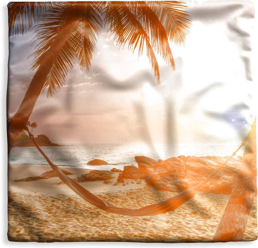 PillowMonkey Kussenhoes 50x50 cm Zomer Zonsondergang Hangmat Katoen Polyester Voor Binnen