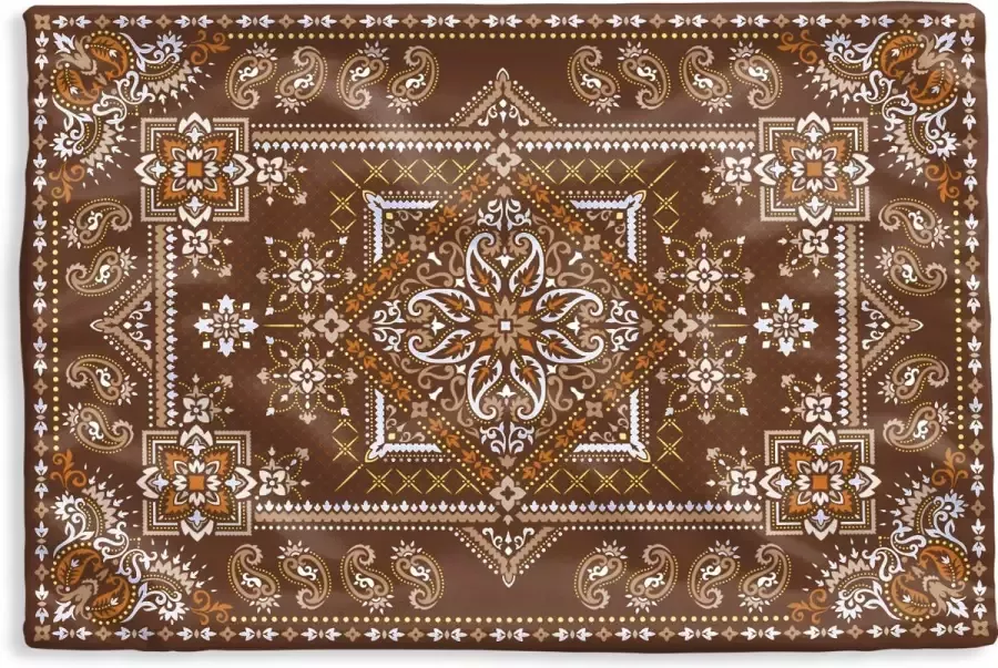 PillowMonkey Kussenhoes 60x40 cm Perzisch Tapijt Vloerkleed Patronen Bruin Katoen Polyester Voor Binnen - Foto 2