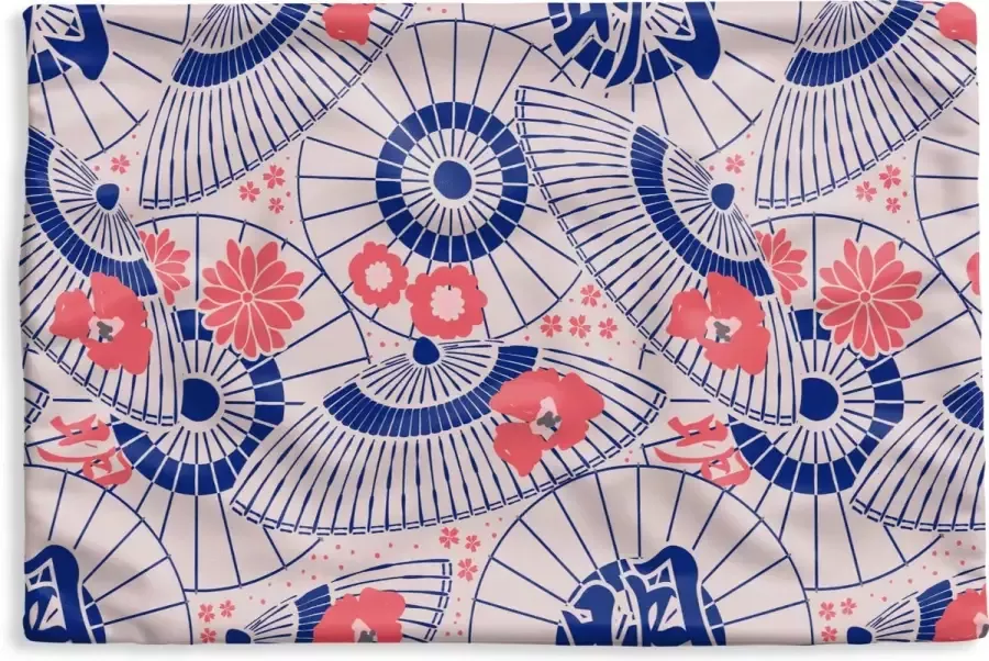 PillowMonkey Kussenhoes 60x40 cm Sakura Parasol Japans Patronen Katoen Polyester Voor Binnen