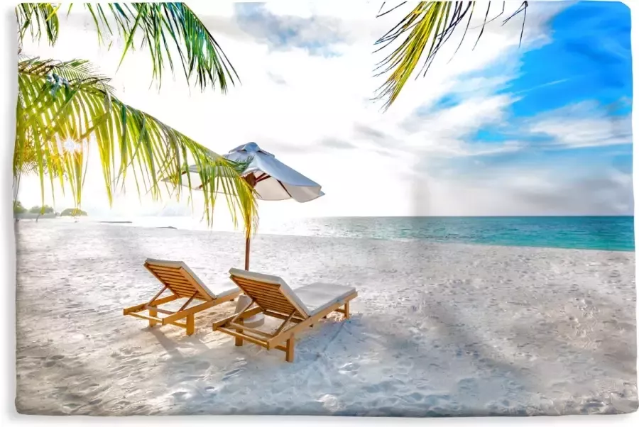 PillowMonkey Kussenhoes 60x40 cm Strandstoel Parasol Zonsondergang Katoen Polyester Voor Binnen