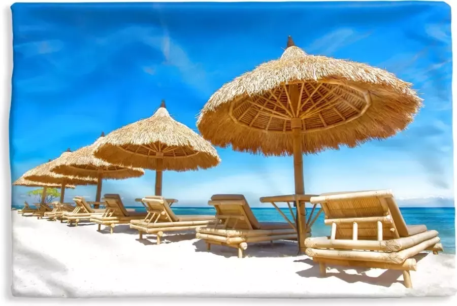 PillowMonkey Kussenhoes 60x40 cm Strandstoel Strand Parasol Zee Zomer Katoen Polyester Voor Binnen