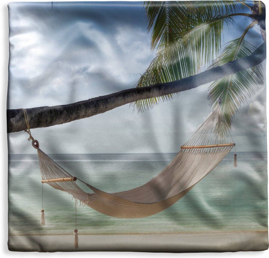PillowMonkey Kussenhoes 60x60 cm Palmboom Hangmat Strand Katoen Polyester Voor Binnen