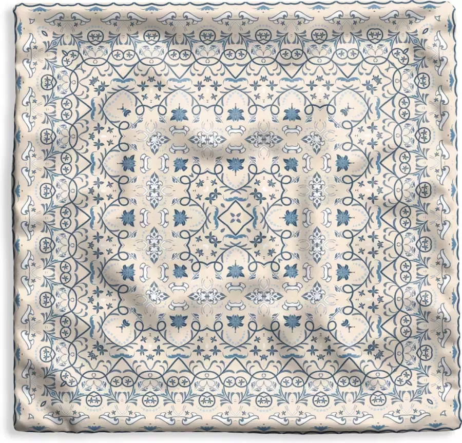 PillowMonkey Kussenhoes 60x60 cm Perzisch Tapijt Vloerkleed Patronen Blauw Katoen Polyester Voor Binnen