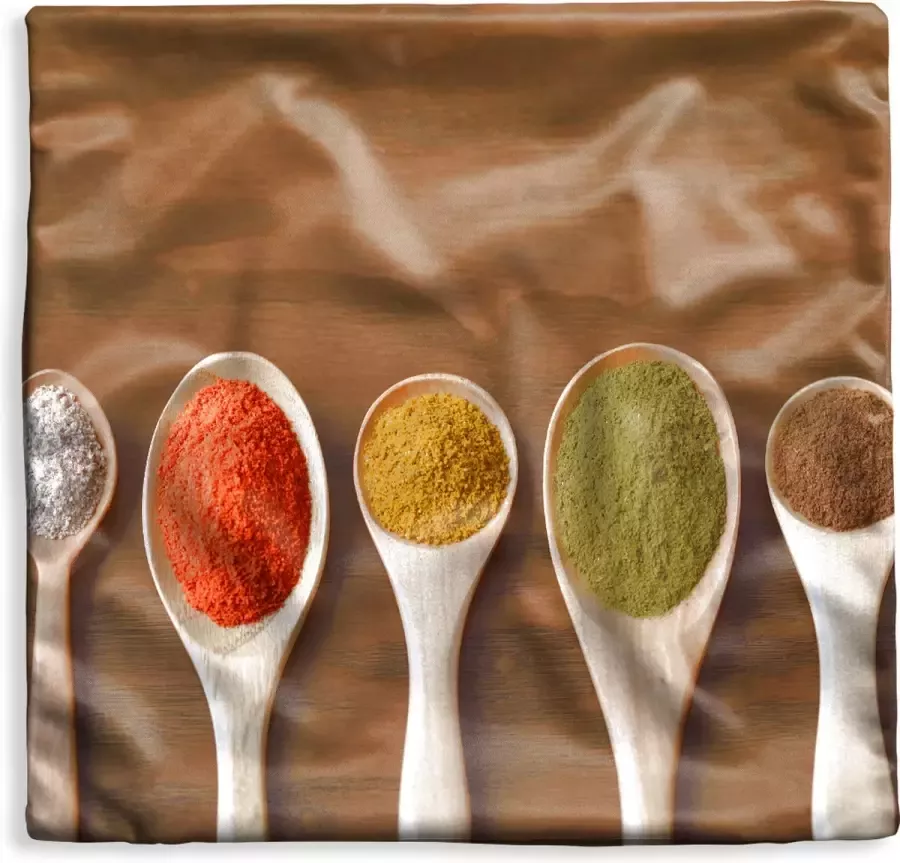 PillowMonkey Kussenhoes 60x60 cm Pollepel Kruiden Eten Specerijen Tafel Katoen Polyester Voor Binnen