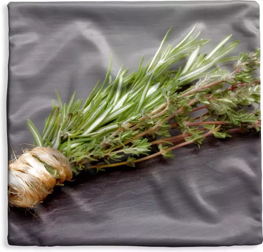 PillowMonkey Kussenhoes 60x60 cm Tijm Kruiden Groen Tafel Keuken Steen Katoen Polyester Voor Binnen