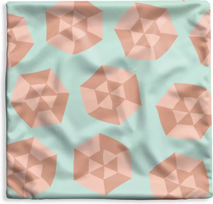 PillowMonkey Kussenhoes 60x60 cm Zomer Parasols Blauw Katoen Polyester Voor Binnen