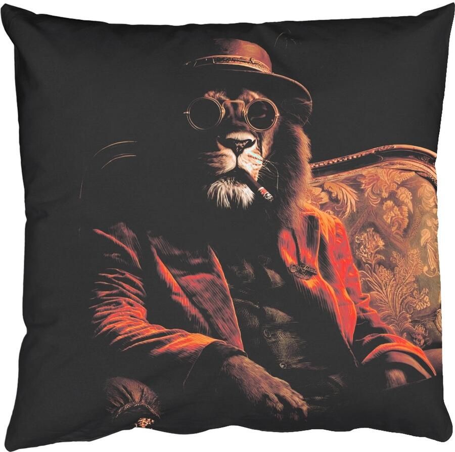 PillowMonkey Sierkussens Kussentjes Woonkamer 50x50 cm Bril Leeuw Bank Hoed