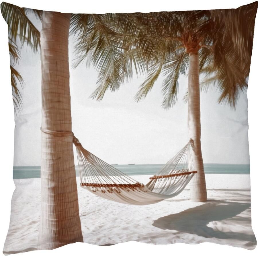 PillowMonkey Sierkussens Kussentjes Woonkamer 50x50 cm Hangmat Palmbomen Strand Zee