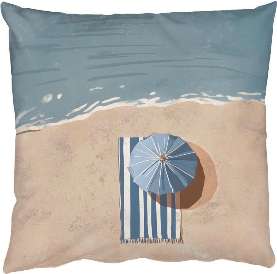 PillowMonkey Sierkussens Kussentjes Woonkamer 60x60 cm Strandlaken Strepen Parasol Strand