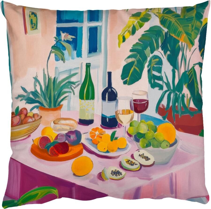 PillowMonkey Sierkussens Kussentjes Woonkamer 50x50 cm Tafel Wijn Fruit