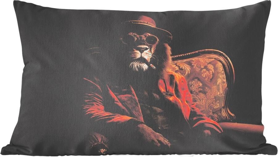 PillowMonkey Sierkussens Kussentjes Woonkamer 50x30 cm Bril Leeuw Bank Hoed