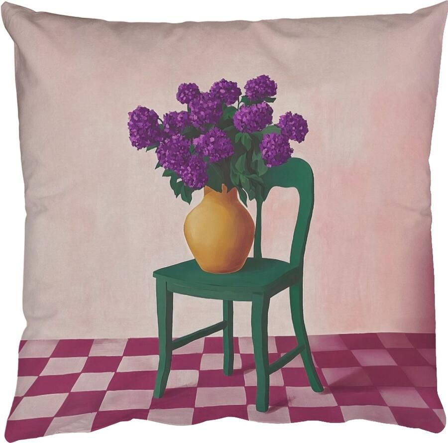 PillowMonkey Sierkussens Kussentjes Woonkamer 50x50 cm Stoel Vaas Bloemen Geblokt