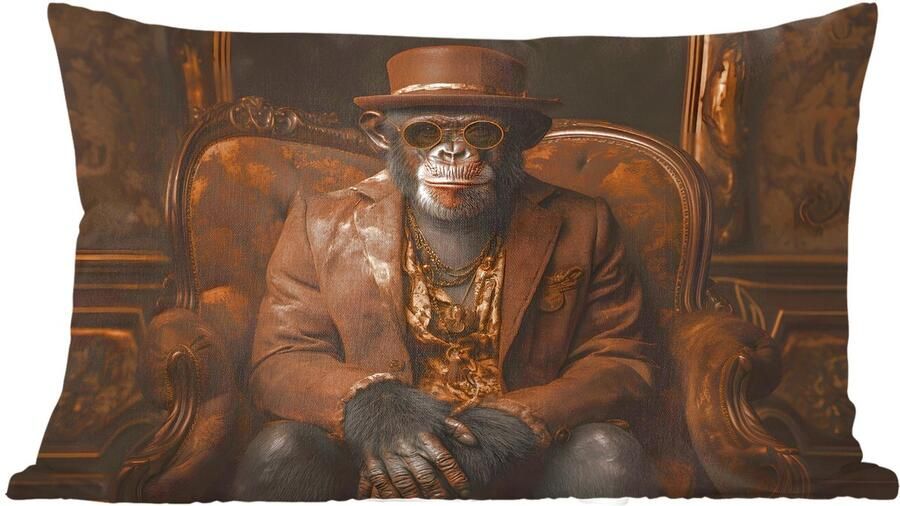 PillowMonkey Sierkussens Kussentjes Woonkamer 50x30 cm Chimpansee Stoel Pak Bruin