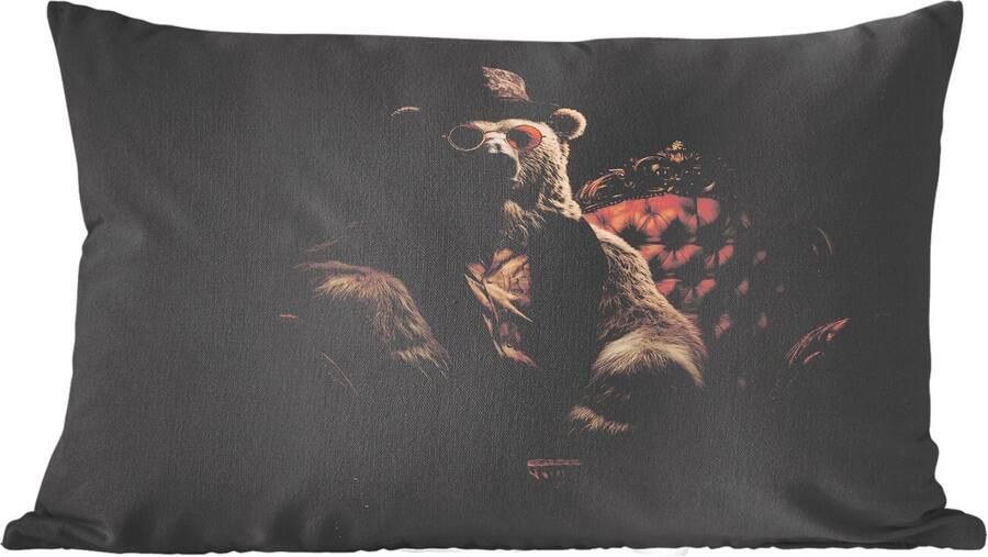 PillowMonkey Sierkussens Kussentjes Woonkamer 50x30 cm Ijsbeer Hoed Bril Stoel