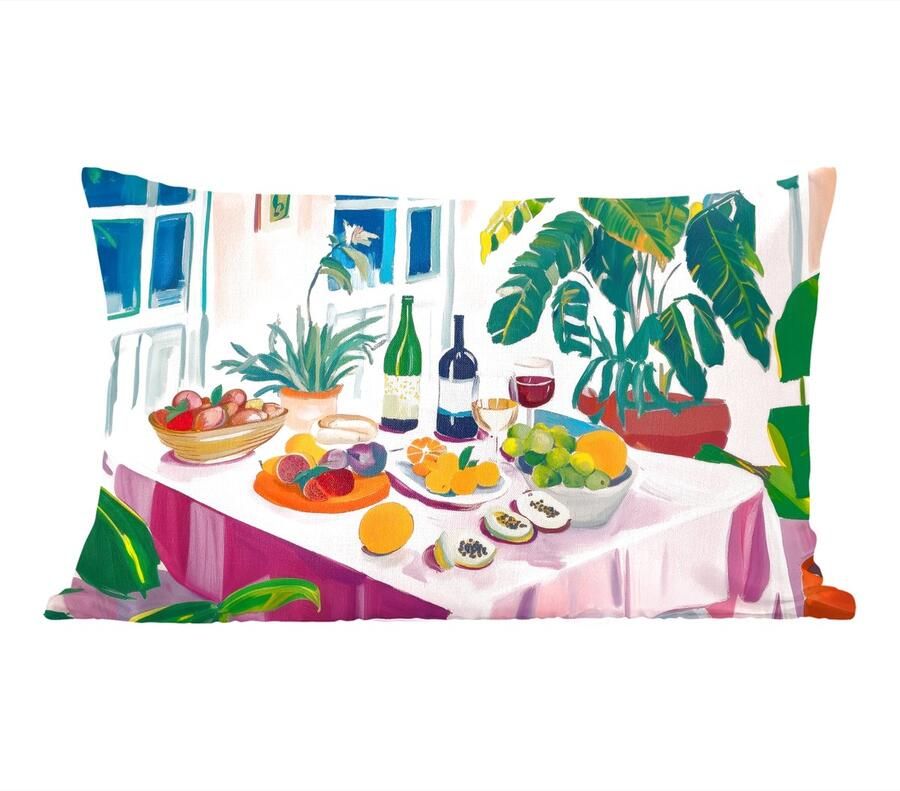PillowMonkey Sierkussens Kussentjes Woonkamer 50x30 cm Tafel Wijn Fruit