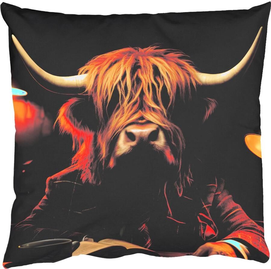 PillowMonkey Sierkussens Kussentjes Woonkamer 50x50 cm Schotse hooglander Dier Pak Bureau