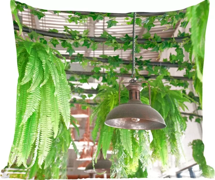 PillowMonkey Sierkussen Lampen En Planten Groen 45 Cm X 45 Cm