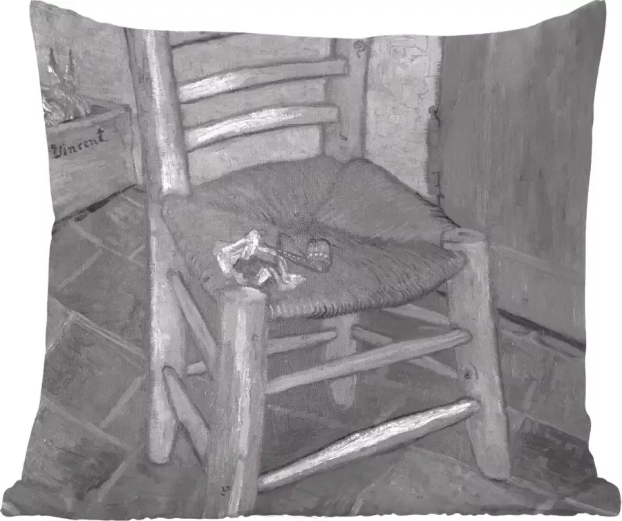 PillowMonkey Sierkussens Kussentjes Woonkamer 50x50 cm Van Gogh's stoel Vincent van Gogh Zwart Wit
