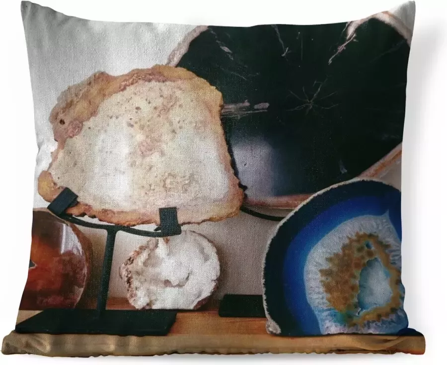 PillowMonkey Sierkussens Kussen Agaat collectie op een bureau 40x40 cm Kussen van katoen