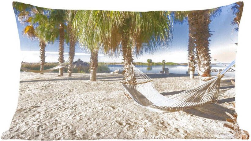 PillowMonkey Sierkussens Kussen Hangmat op een strand op het schiereiland Baja 50x30 cm Kussen van katoen