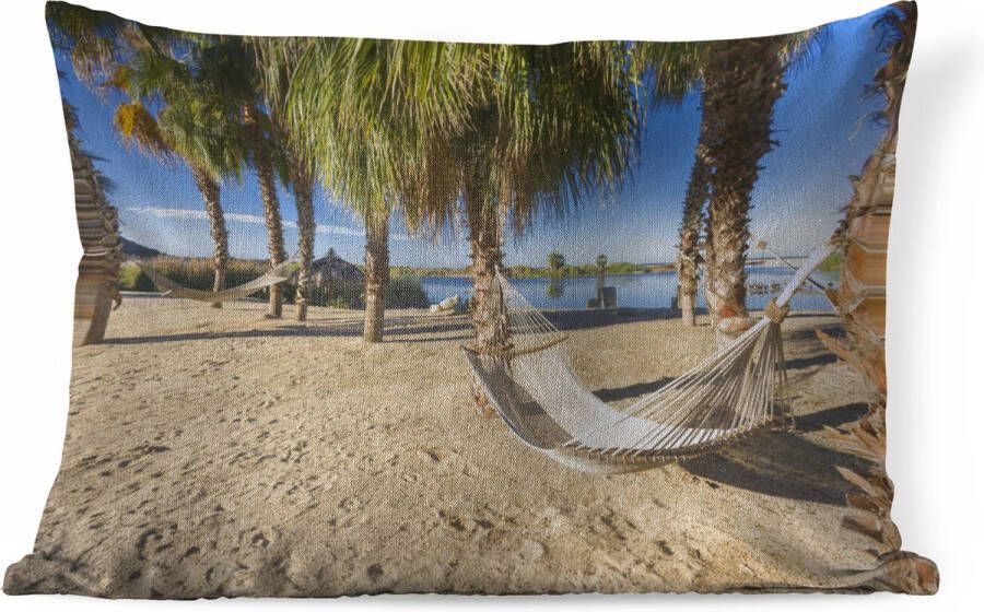 PillowMonkey Sierkussens Kussen Hangmat op een strand op het schiereiland Baja 60x40 cm Kussen van katoen