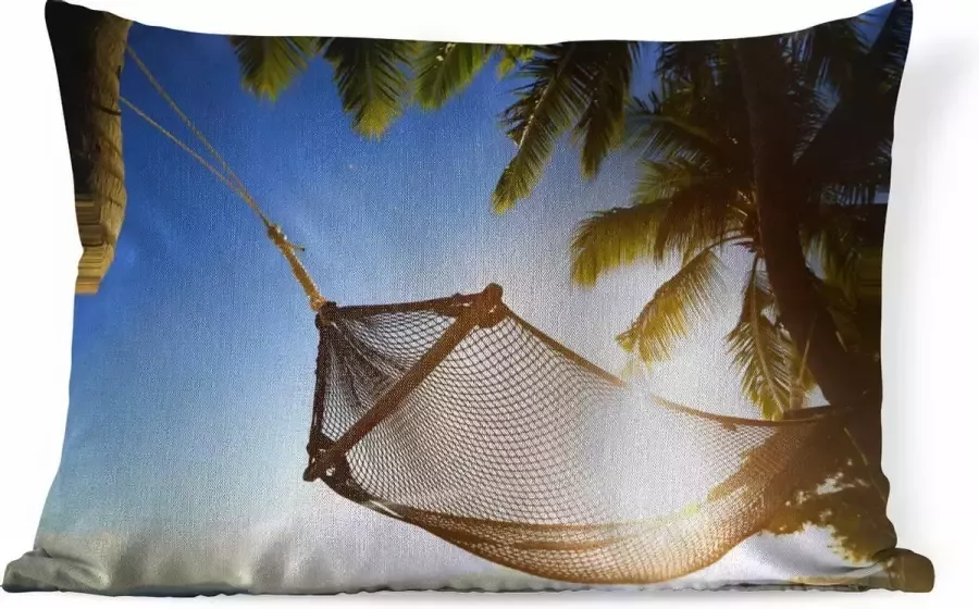 PillowMonkey Sierkussens Kussen Hangmat tussen de palmbomen op een tropisch strand 60x40 cm Kussen van katoen