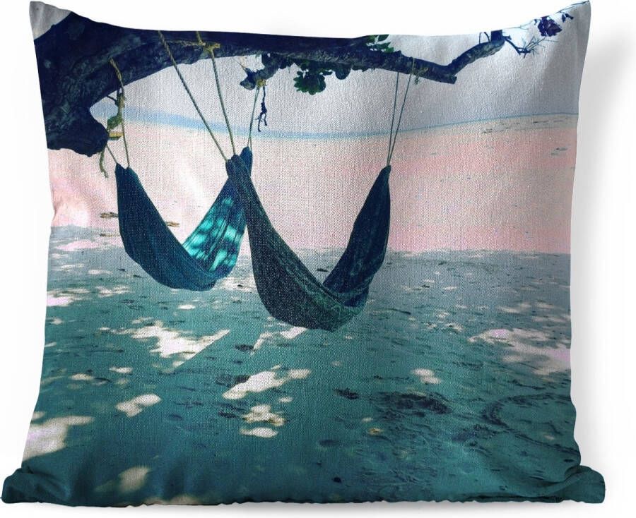 PillowMonkey Sierkussens Kussen Hangmatten op een boom in het Aziatische India 50x50 cm Kussen van katoen
