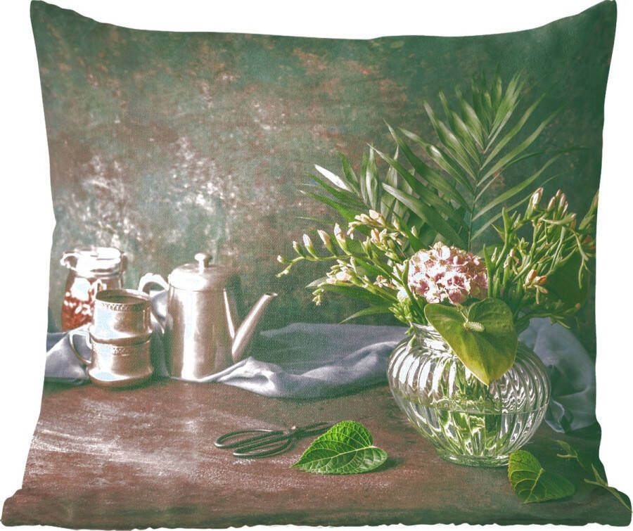 PillowMonkey Sierkussens Kussen Stilleven rustieke tafel 60x60 cm Kussen van katoen