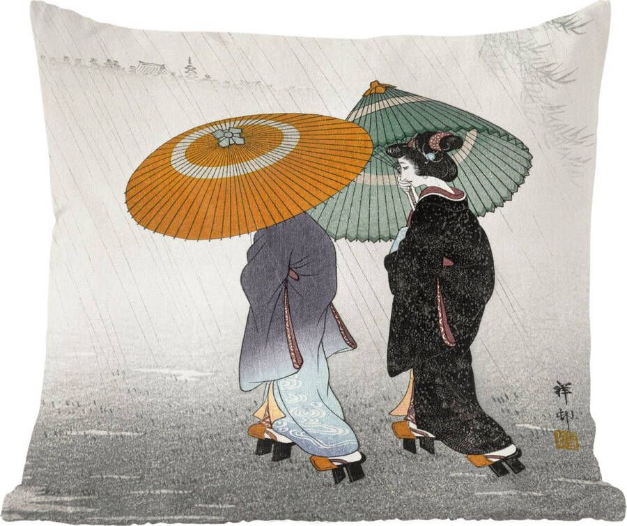 PillowMonkey Sierkussens Kussentjes Woonkamer 40x40 cm Vrouwen Parasol Kimono Japandi Vintage