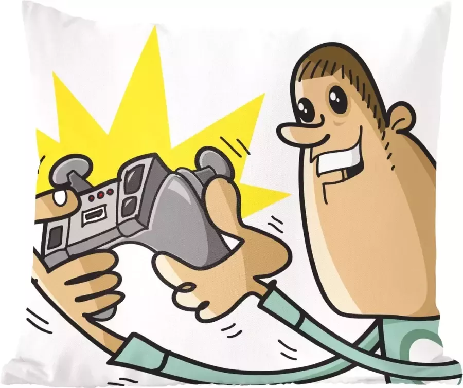 PillowMonkey Sierkussens Kussentjes Woonkamer 45x45 cm Gamer Controller Stoel Illustratie