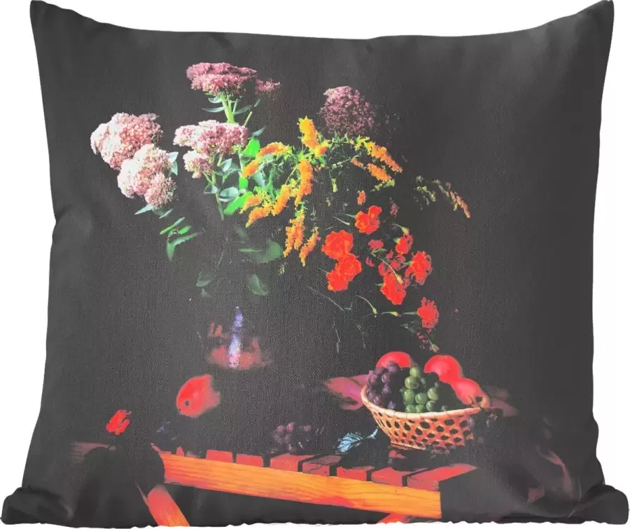PillowMonkey Sierkussens Kussentjes Woonkamer 45x45 cm Schilderij Stilleven Fruit Bloemen Tafel Kunst