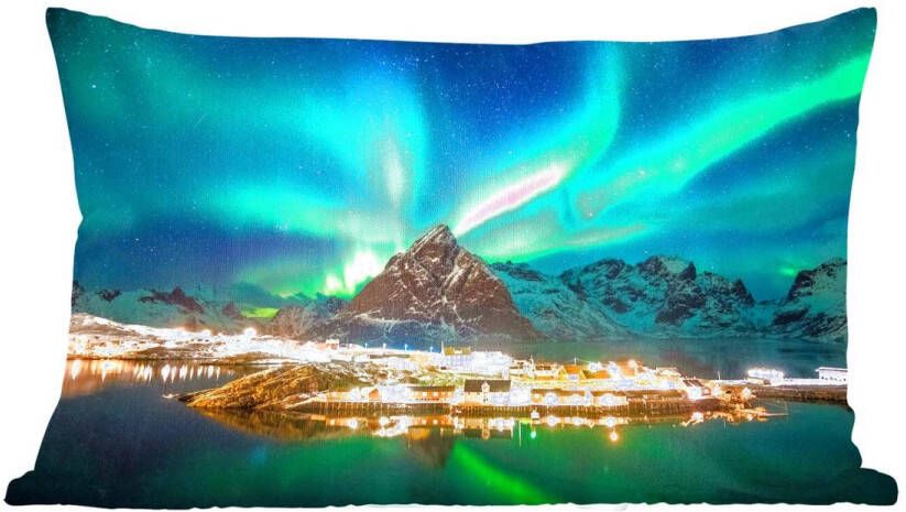PillowMonkey Sierkussens Kussentjes Woonkamer 50x30 cm Noorderlicht Lampen Berg Noorwegen
