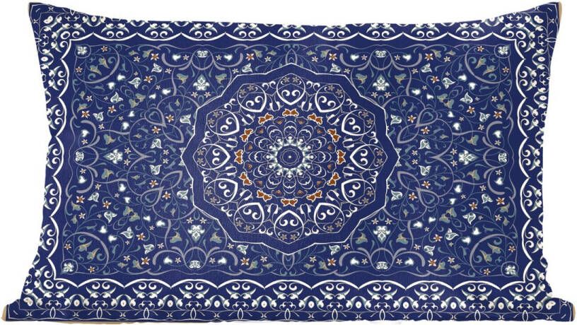 PillowMonkey Sierkussens Kussentjes Woonkamer 50x30 cm Perzisch Tapijt Mandala Vloerkleed Blauw